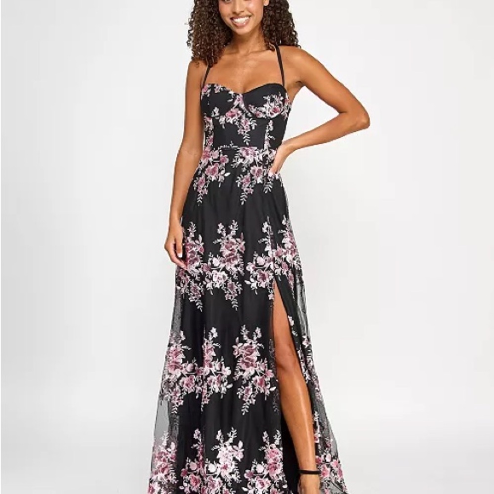 Floral Black and Pink Maxi Dress